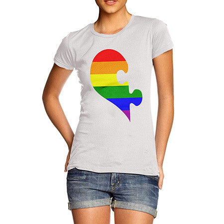 Women's Right Rainbow Puzzle Heart T-Shirt