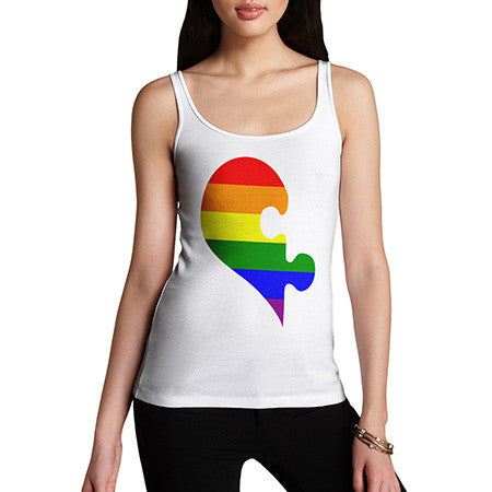 Women's Right Rainbow Puzzle Heart Tank Top