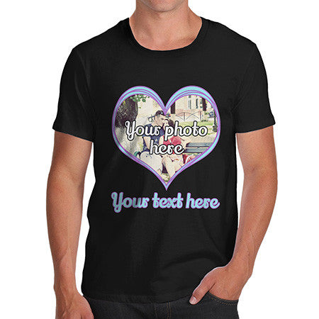 Men's Personalised Valentines Heart Photo T-Shirt