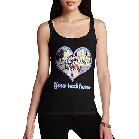 Women's Personalised Valentines Heart Photo Tank Top