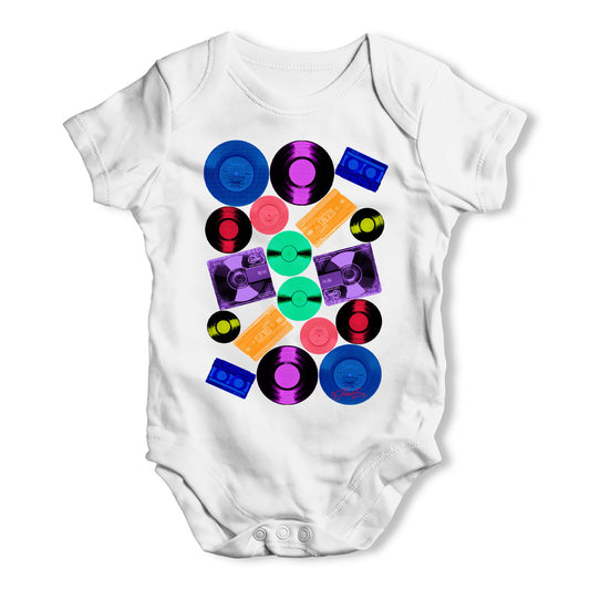 Retro CDs and Vinyl Baby Grow Bodysuit