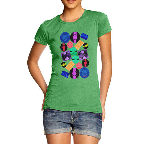 Women's Retro CDs and Vinyl T-Shirt