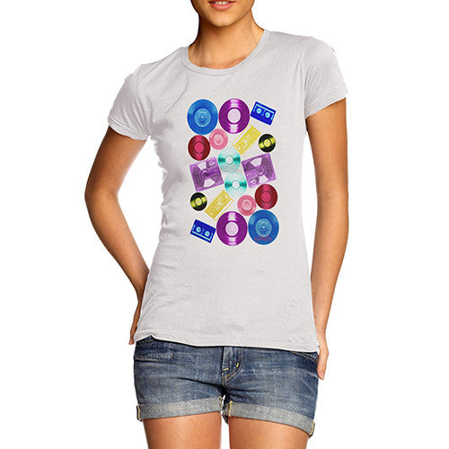 Women's Retro CDs and Vinyl T-Shirt