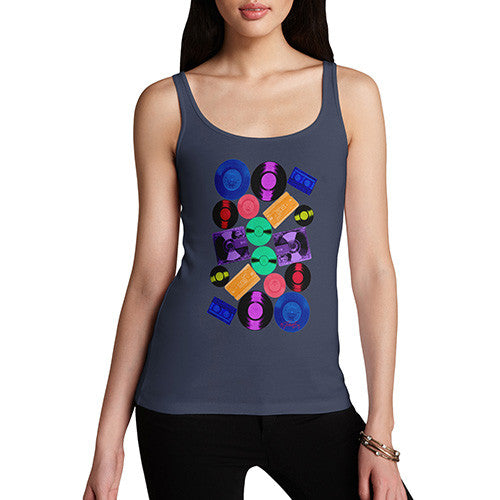 Women's Retro CDs and Vinyl Tank Top