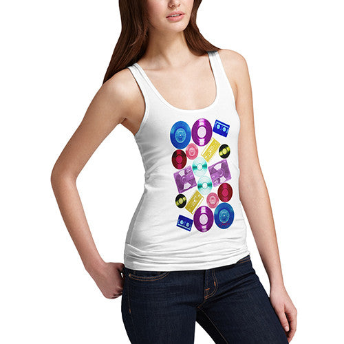 Women's Retro CDs and Vinyl Tank Top