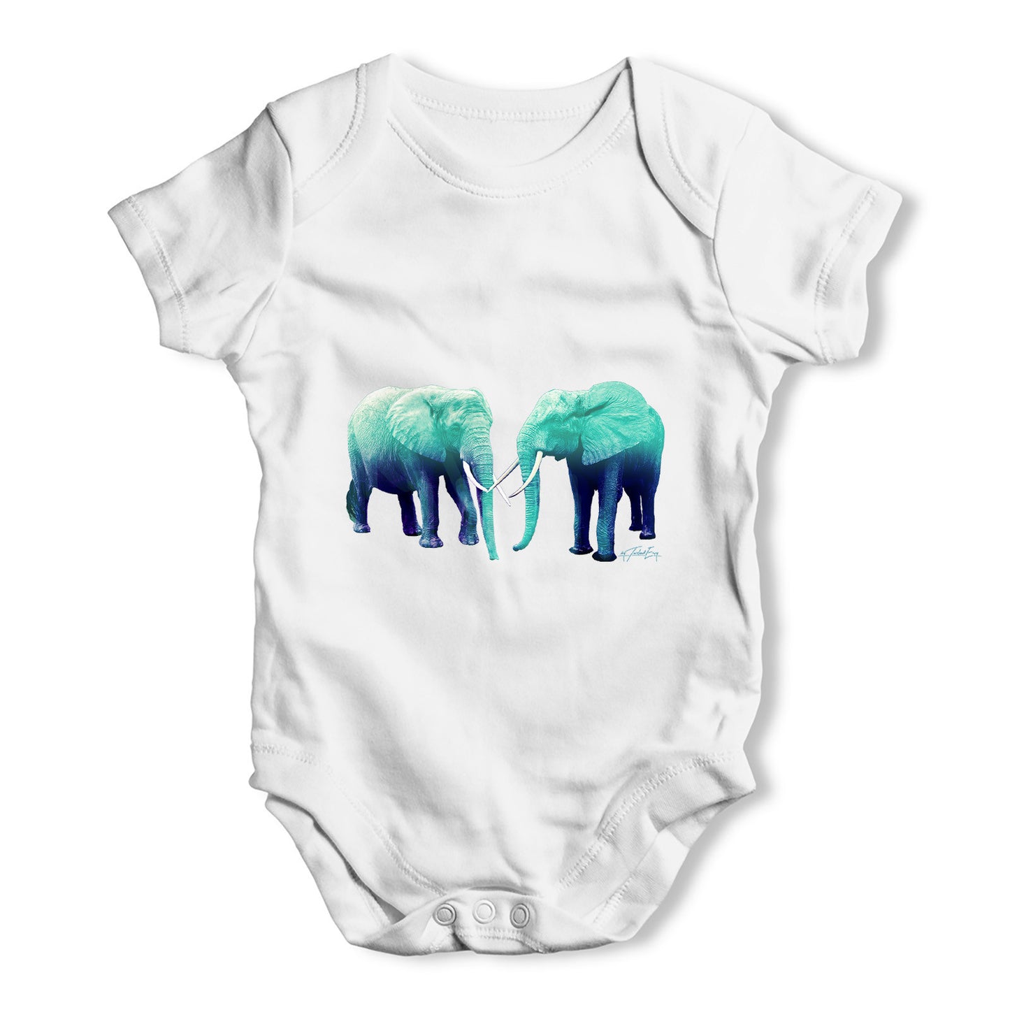 Blue Elephants Baby Grow Bodysuit