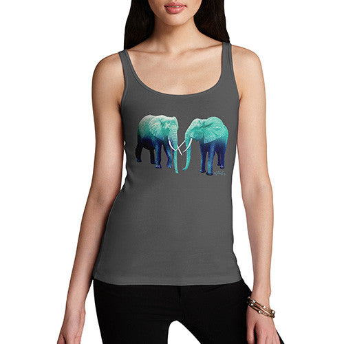 Women's Blue Elephants Tank Top