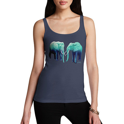 Women's Blue Elephants Tank Top