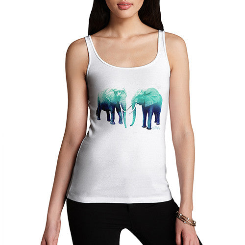 Women's Blue Elephants Tank Top