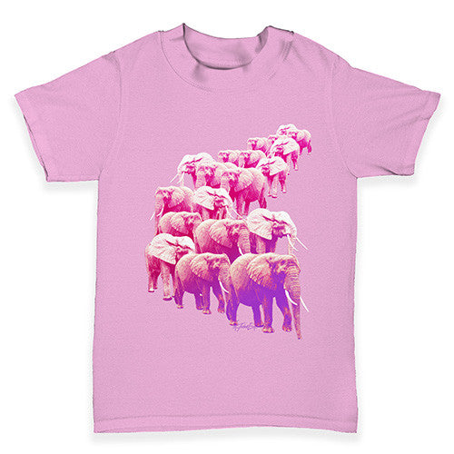 Pink Elephants On Parade Baby Toddler T-Shirt