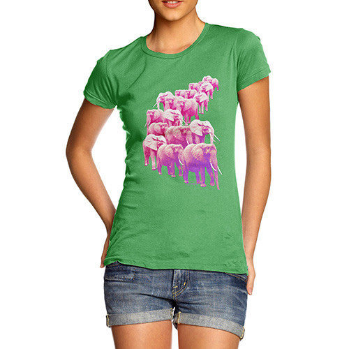 Women's Pink Elephants On Parade T-Shirt