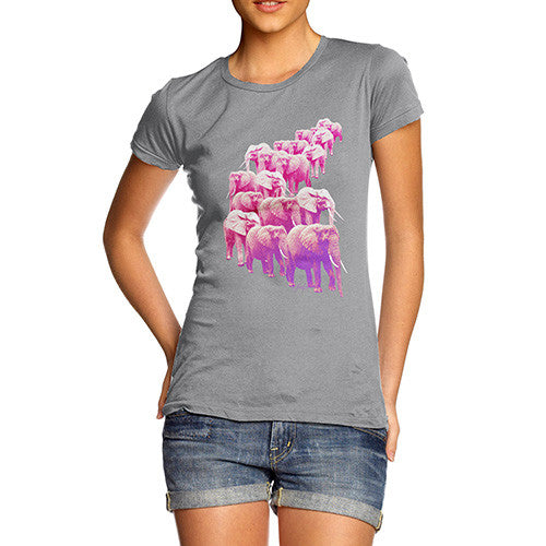 Women's Pink Elephants On Parade T-Shirt