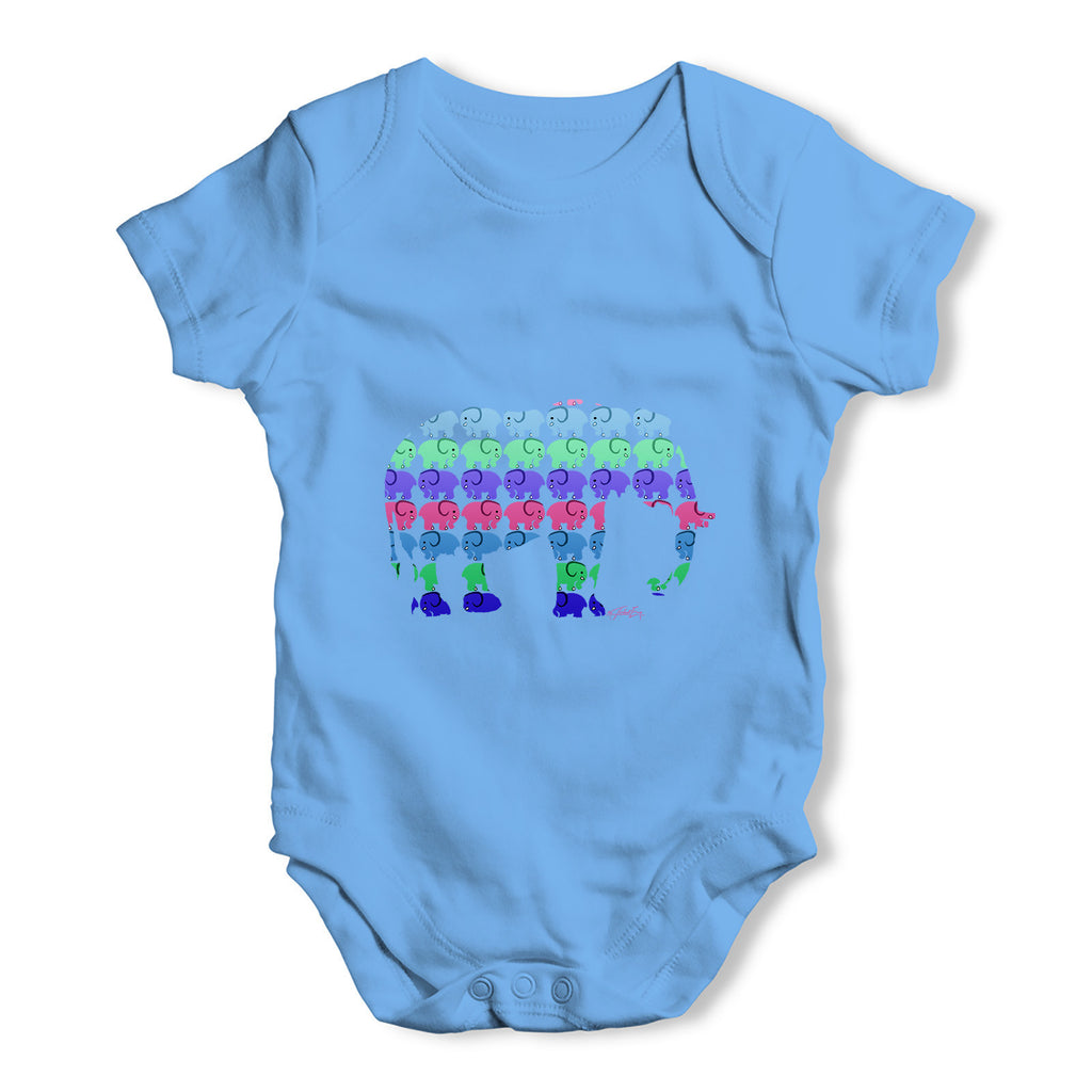 Elephants Pattern Baby Grow Bodysuit