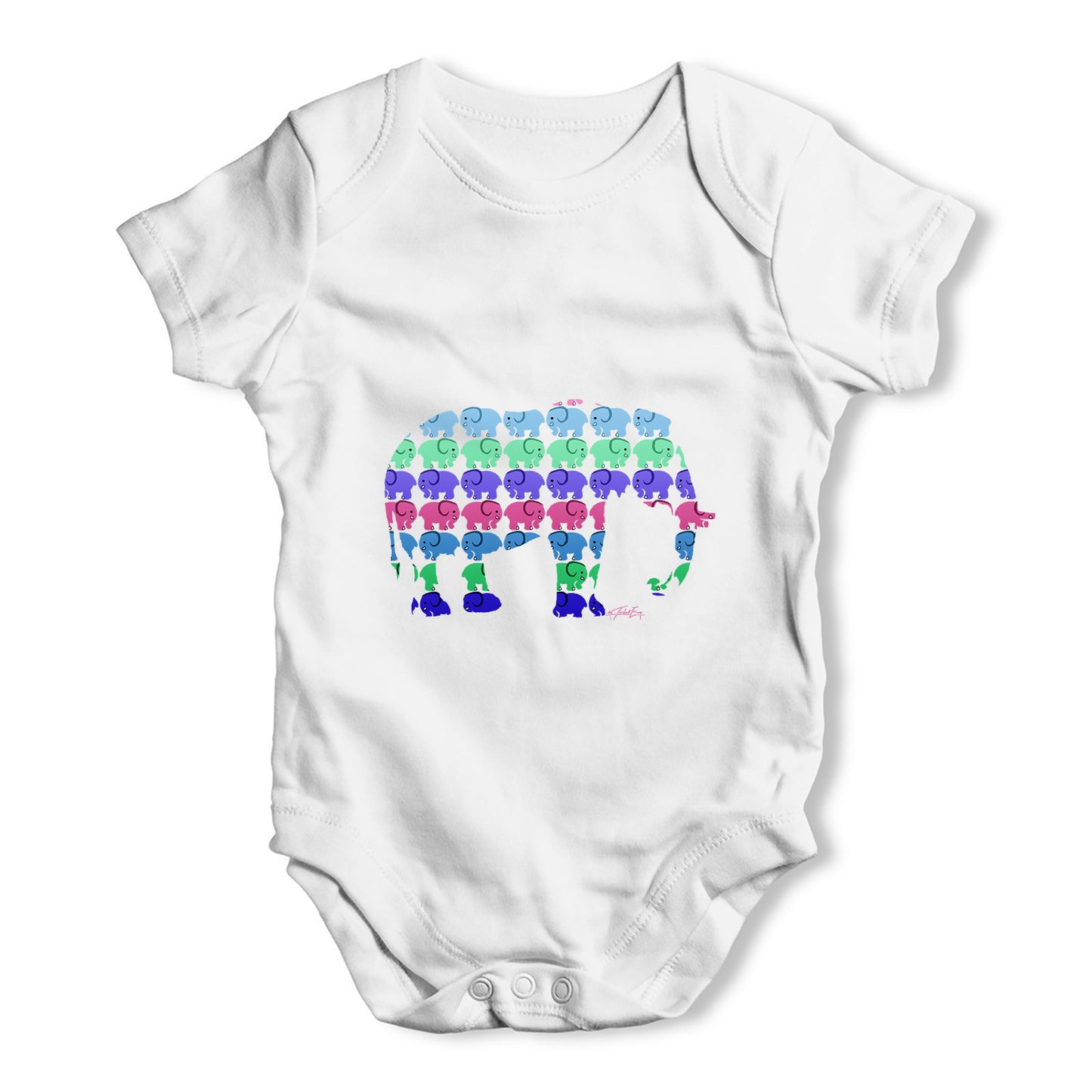 Elephants Pattern Baby Grow Bodysuit