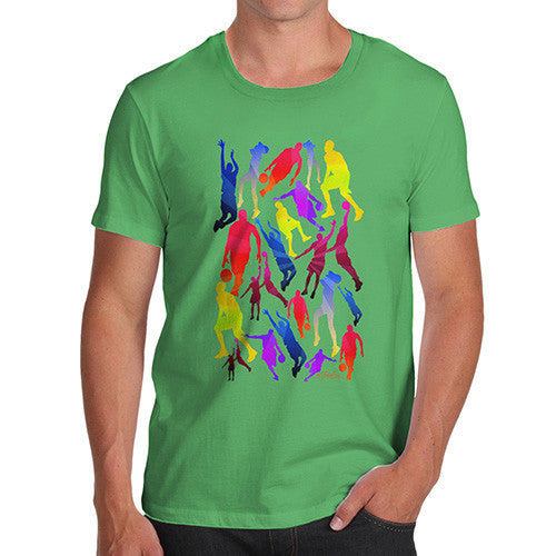 Men's Basketball Rainbow Pattern T-Shirt