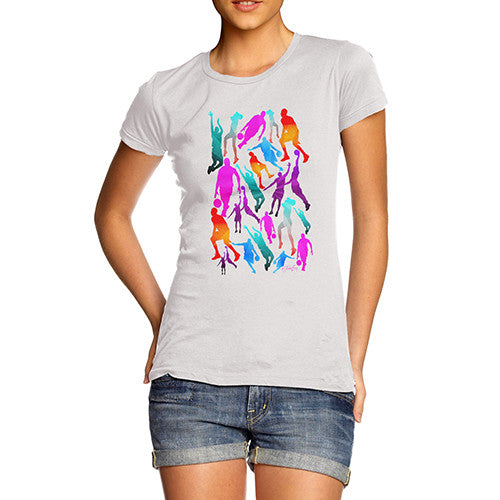 Women's Basketball Rainbow Pattern T-Shirt