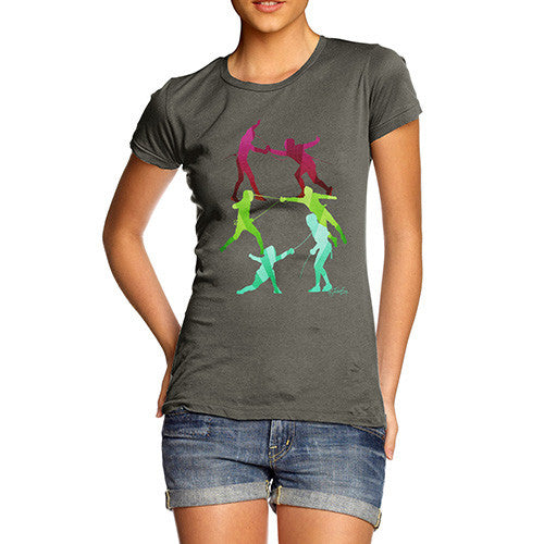 Women's Rainbow Fencing Pattern T-Shirt