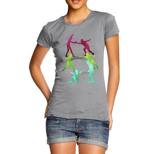 Women's Rainbow Fencing Pattern T-Shirt