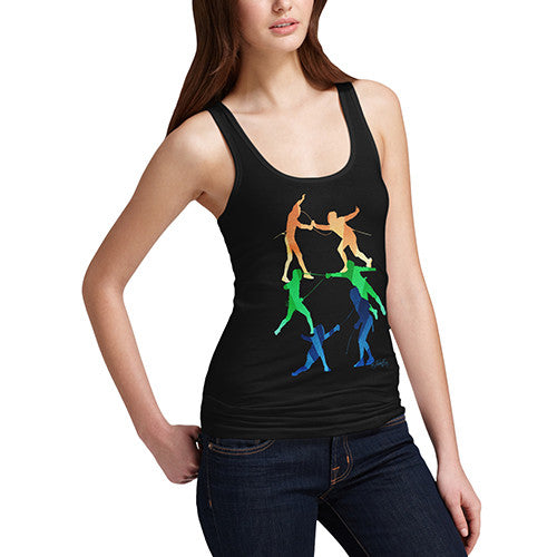 Women's Rainbow Fencing Pattern Tank Top