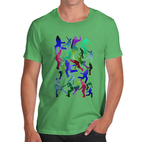 Men's Cricket Silhouette Pattern T-Shirt