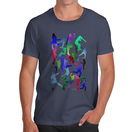 Men's Cricket Silhouette Pattern T-Shirt