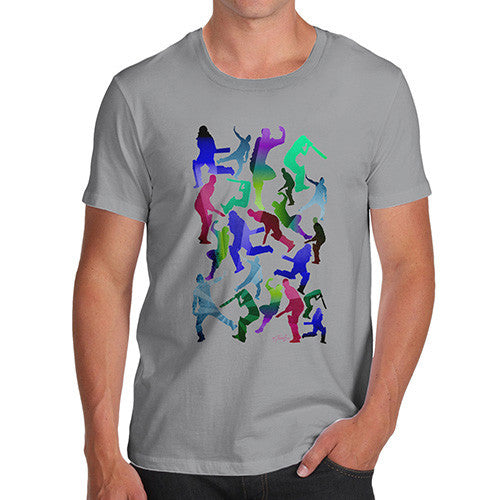 Men's Cricket Silhouette Pattern T-Shirt