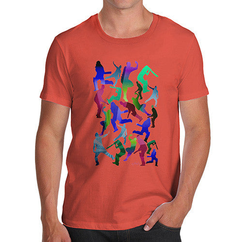 Men's Cricket Silhouette Pattern T-Shirt