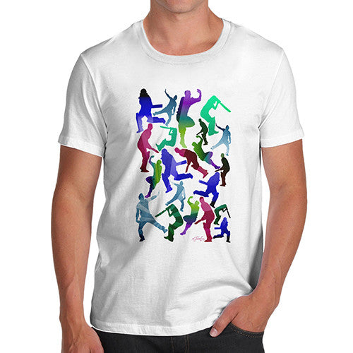 Men's Cricket Silhouette Pattern T-Shirt