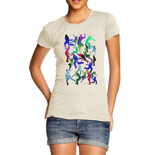 Women's Cricket Silhouette Pattern T-Shirt