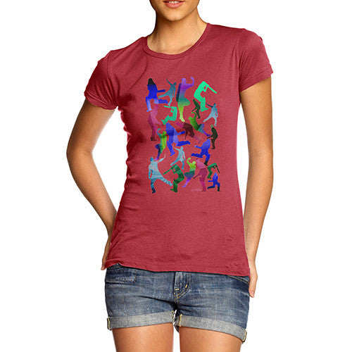 Women's Cricket Silhouette Pattern T-Shirt