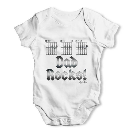 Dad Rocks Fretboard Baby Grow Bodysuit