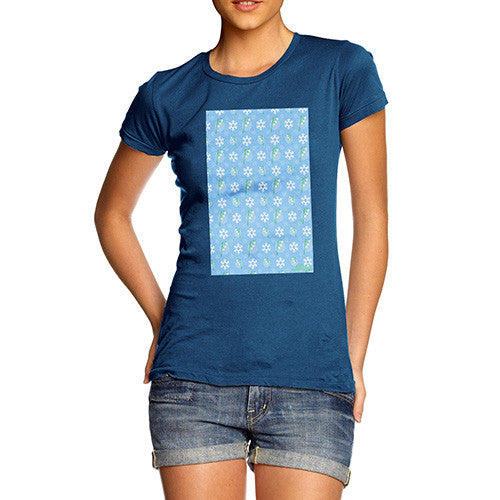 Women's Flowers And Snowflake Pattern T-Shirt