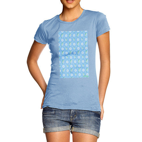 Women's Flowers And Snowflake Pattern T-Shirt