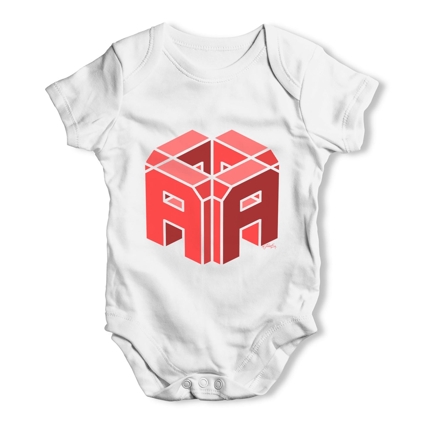 3D Alphabet Letter A Baby Grow Bodysuit