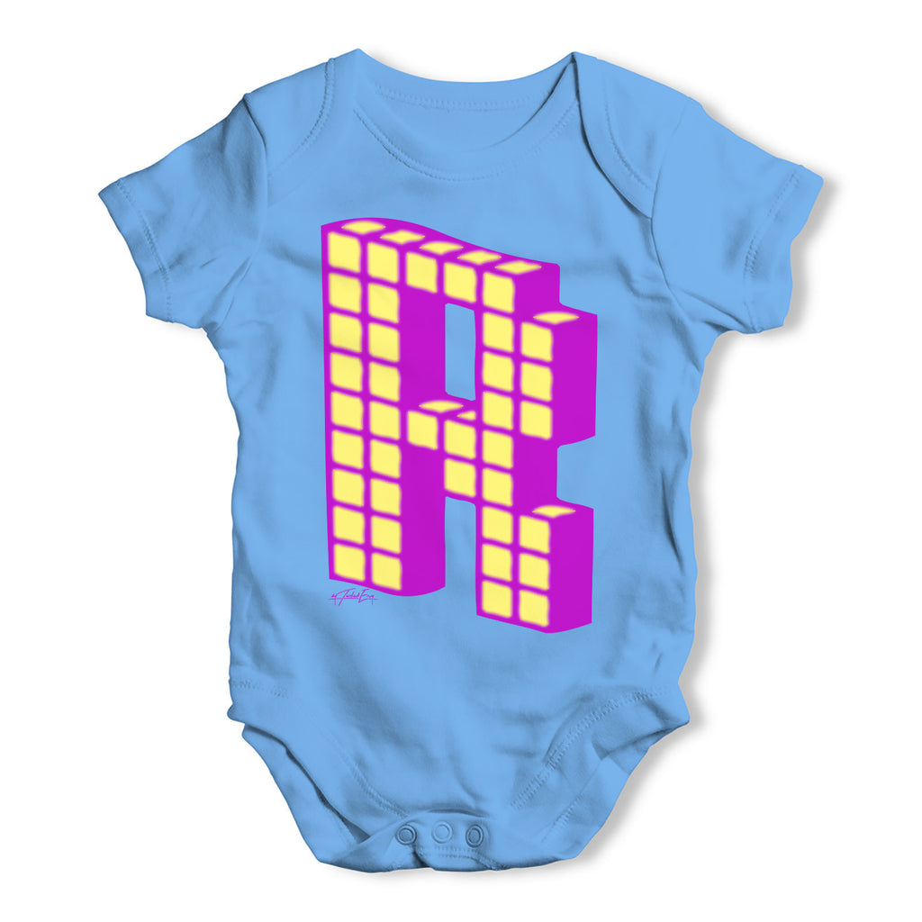 Block Alphabet Letter R Baby Grow Bodysuit