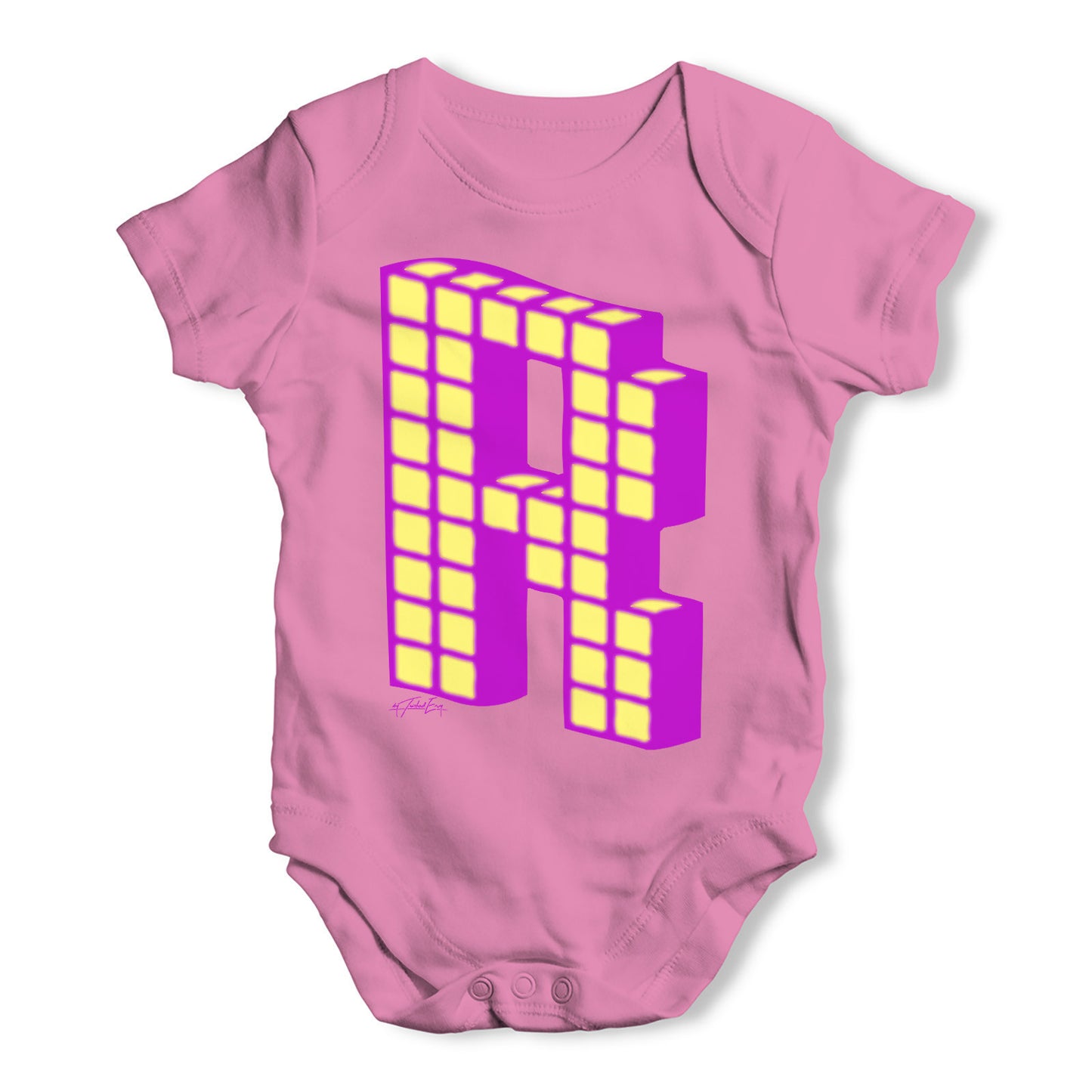 Block Alphabet Letter R Baby Grow Bodysuit