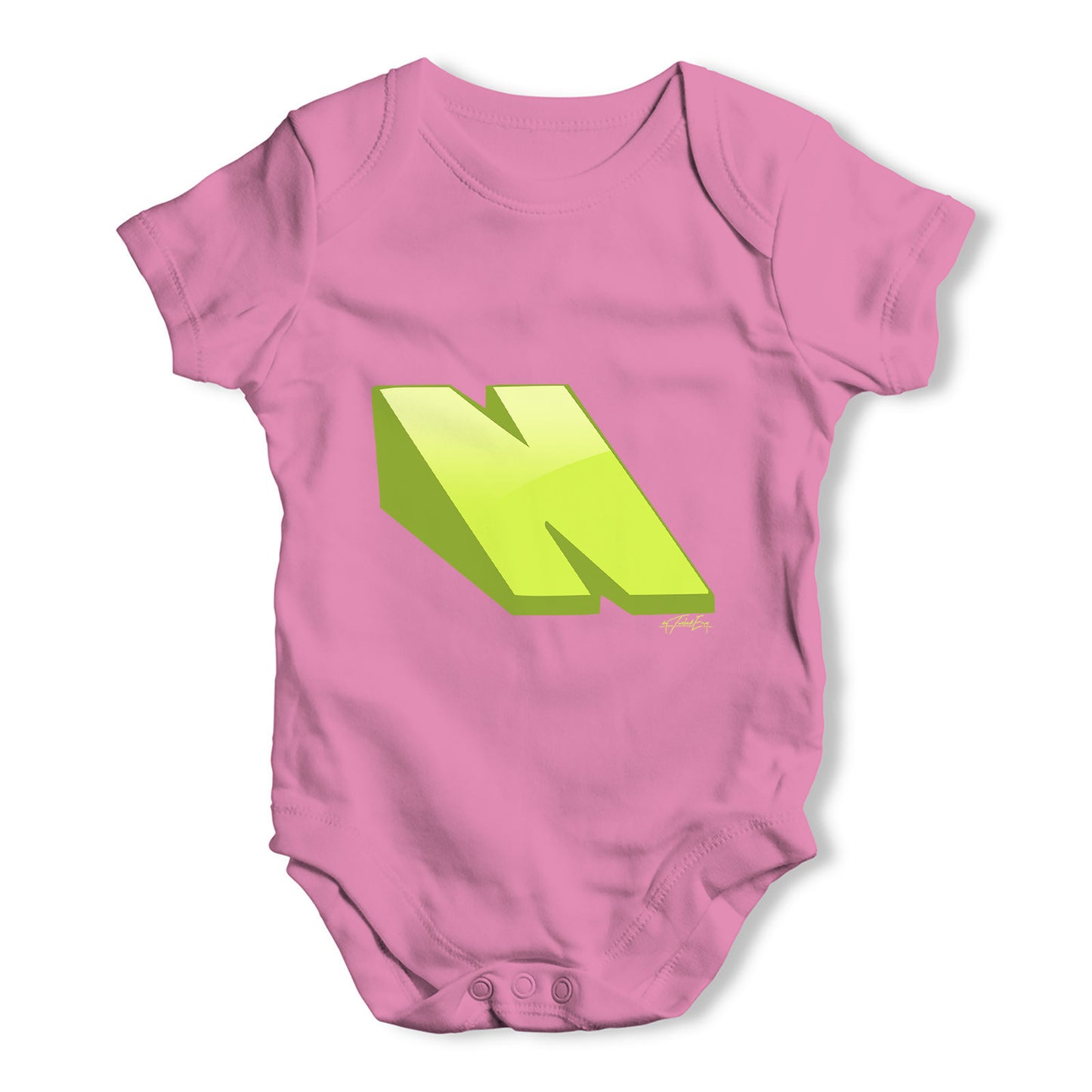 3D Alphabet Letter N Baby Grow Bodysuit