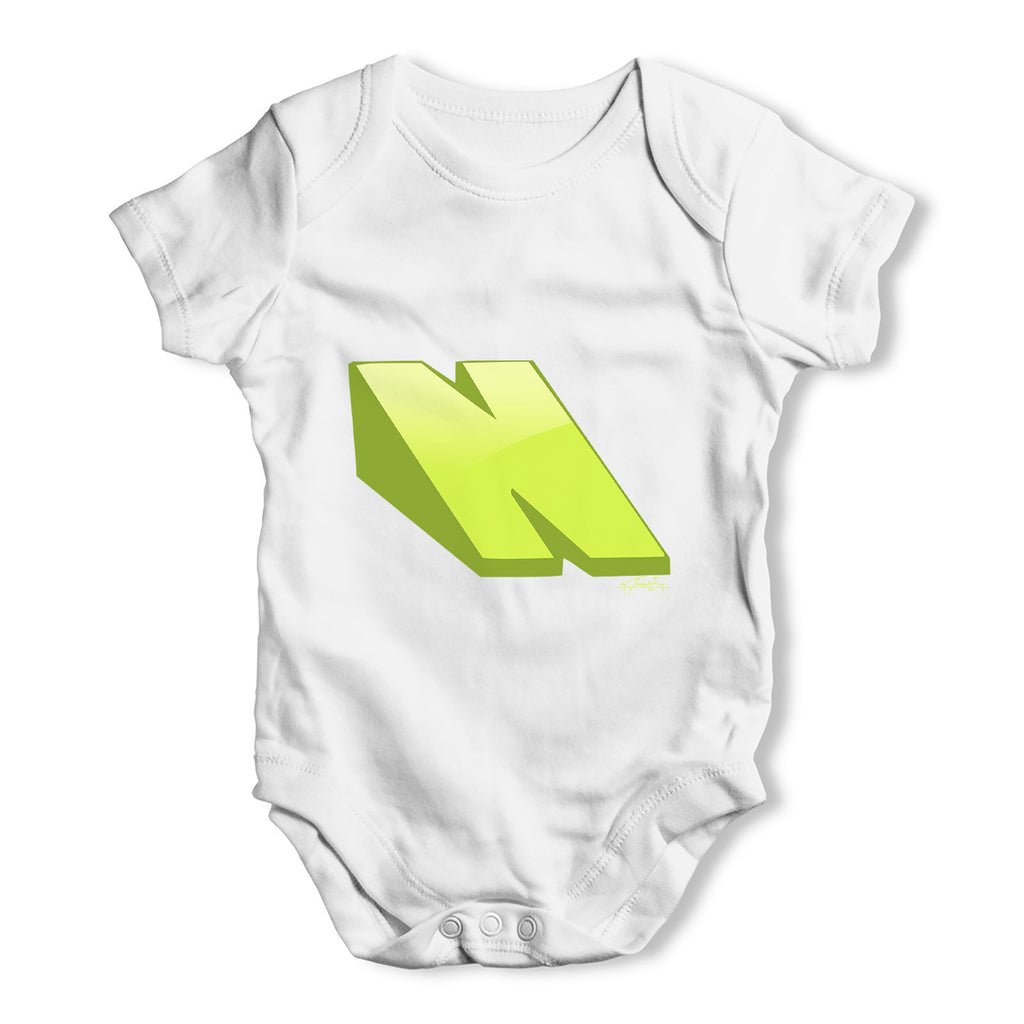 3D Alphabet Letter N Baby Grow Bodysuit