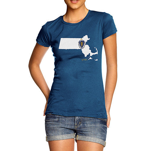 Women's USA States and Flags Massachusetts T-Shirt