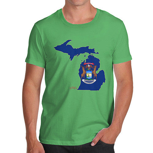 Men's USA States and Flags Michigan T-Shirt