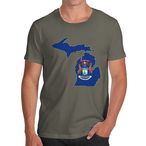 Men's USA States and Flags Michigan T-Shirt