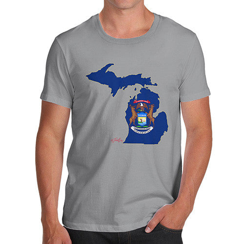 Men's USA States and Flags Michigan T-Shirt