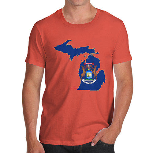 Men's USA States and Flags Michigan T-Shirt