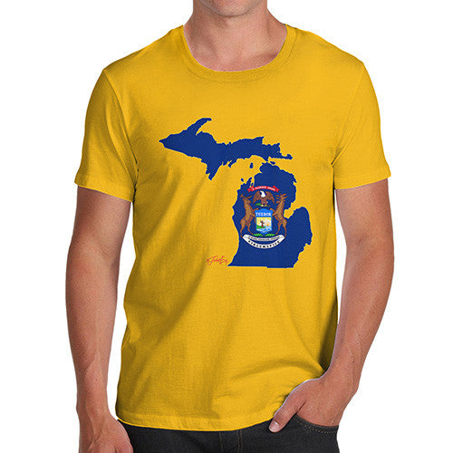 Men's USA States and Flags Michigan T-Shirt