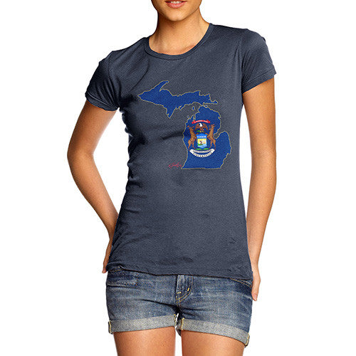 Women's USA States and Flags Michigan T-Shirt