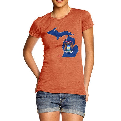 Women's USA States and Flags Michigan T-Shirt