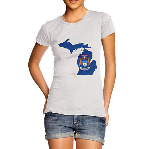 Women's USA States and Flags Michigan T-Shirt