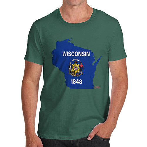 Men's USA States and Flags Wisconsin T-Shirt