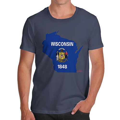 Men's USA States and Flags Wisconsin T-Shirt