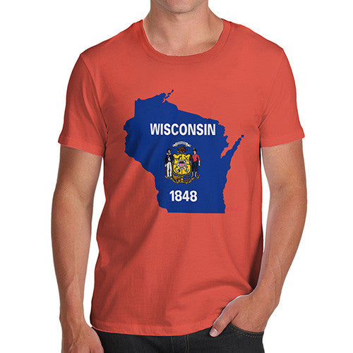 Men's USA States and Flags Wisconsin T-Shirt